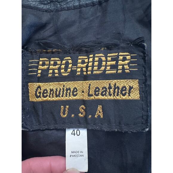 Vtg Genuine Leather Pro Rider Laced Motorcycle Vest Sz 40 Laconia NH‎ 90s Y2K - Picture 3 of 9